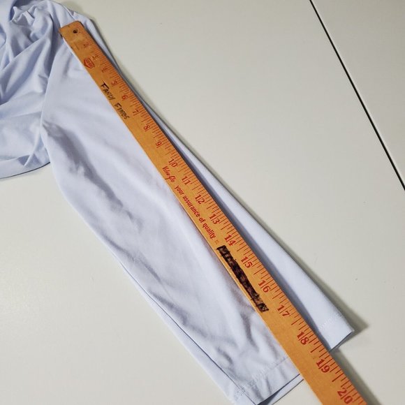 J McLaughlin Faux Wrap Top Womens Large Blue Stretch Long Sleeve Pullover Casual - Picture 10 of 11